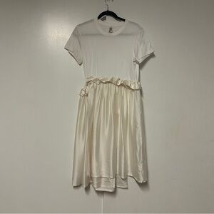 Comme Des Garçons Noir Kei Ninomiya White Cotton Silk T-Shirt Dress Size M